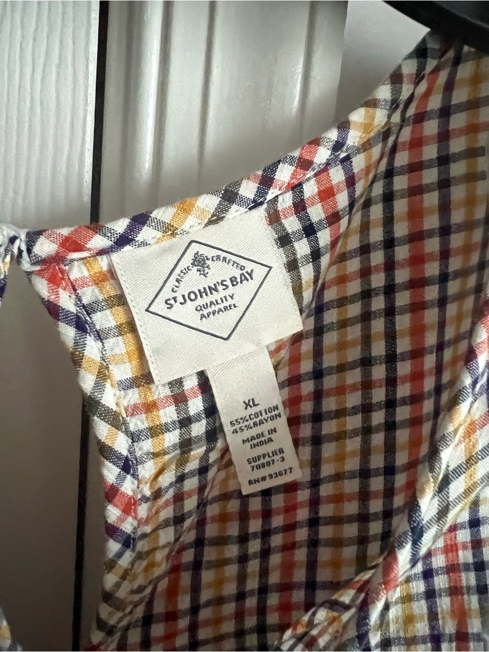 St John’s Bay Women's Multicolor Plaid Short Sleeve Blouse Xl - Picture 6 of 9